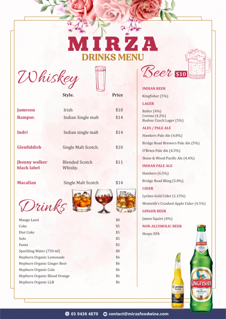 mirza drink menu 2