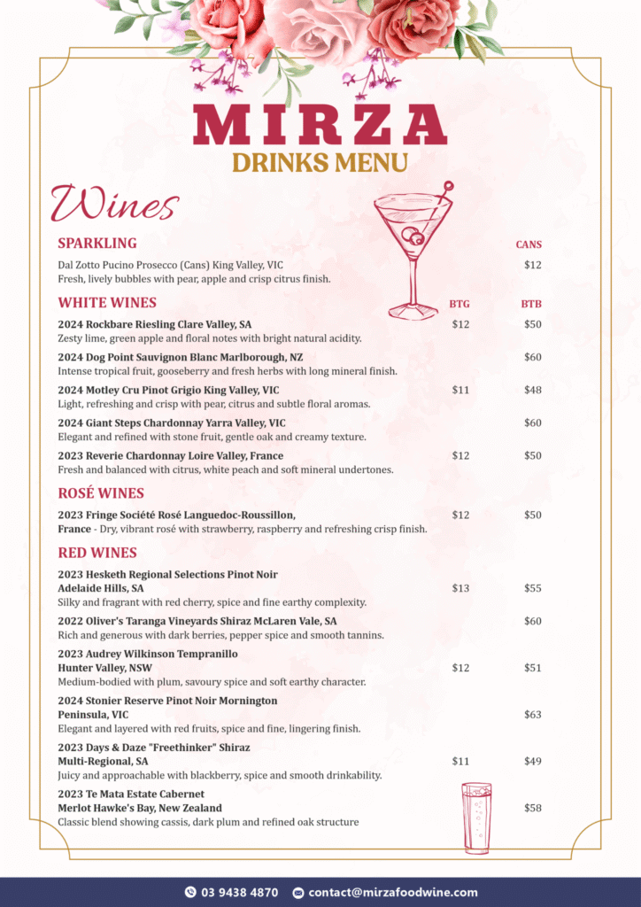 mirzaa drinks menu 1